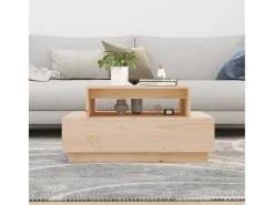 Outlet Mesa de centro | Mesa de apoio | Mesa de café 80x55x40.5 cm madeira de pinho maciça Castanho