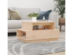 Outlet Mesa de centro | Mesa de apoio | Mesa de café 80x55x40.5 cm madeira de pinho maciça Castanho