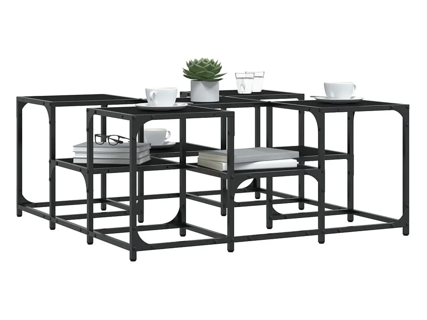 New Mesa de centro | Mesa de apoio 91x91x40 cm derivados de madeira Preto