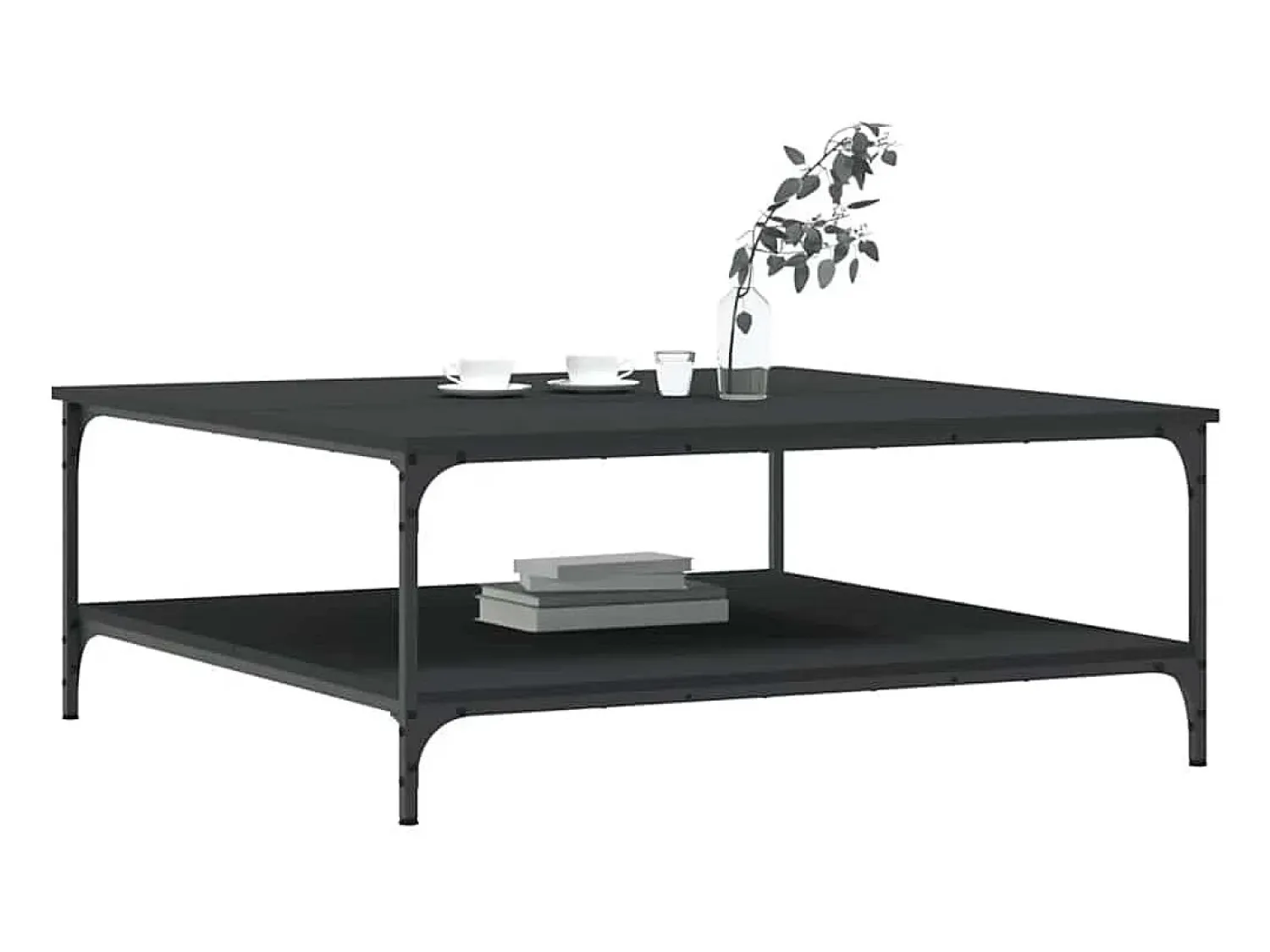 Mesa De Centro* Mesa de centro | Mesa de apoio 100x100x40 cm derivados de madeira Preto