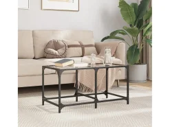 Mesa de centro | Mesa de apoio c/ topo em vidro 78.5x40x40 cm aço^ Mesa De Centro