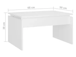 Mesa de centro | Mesa de apoio 68x50x38 cm derivados de madeira Branco