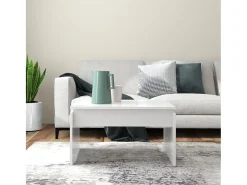 Mesa de centro | Mesa de apoio 68x50x38 cm derivados de madeira Branco