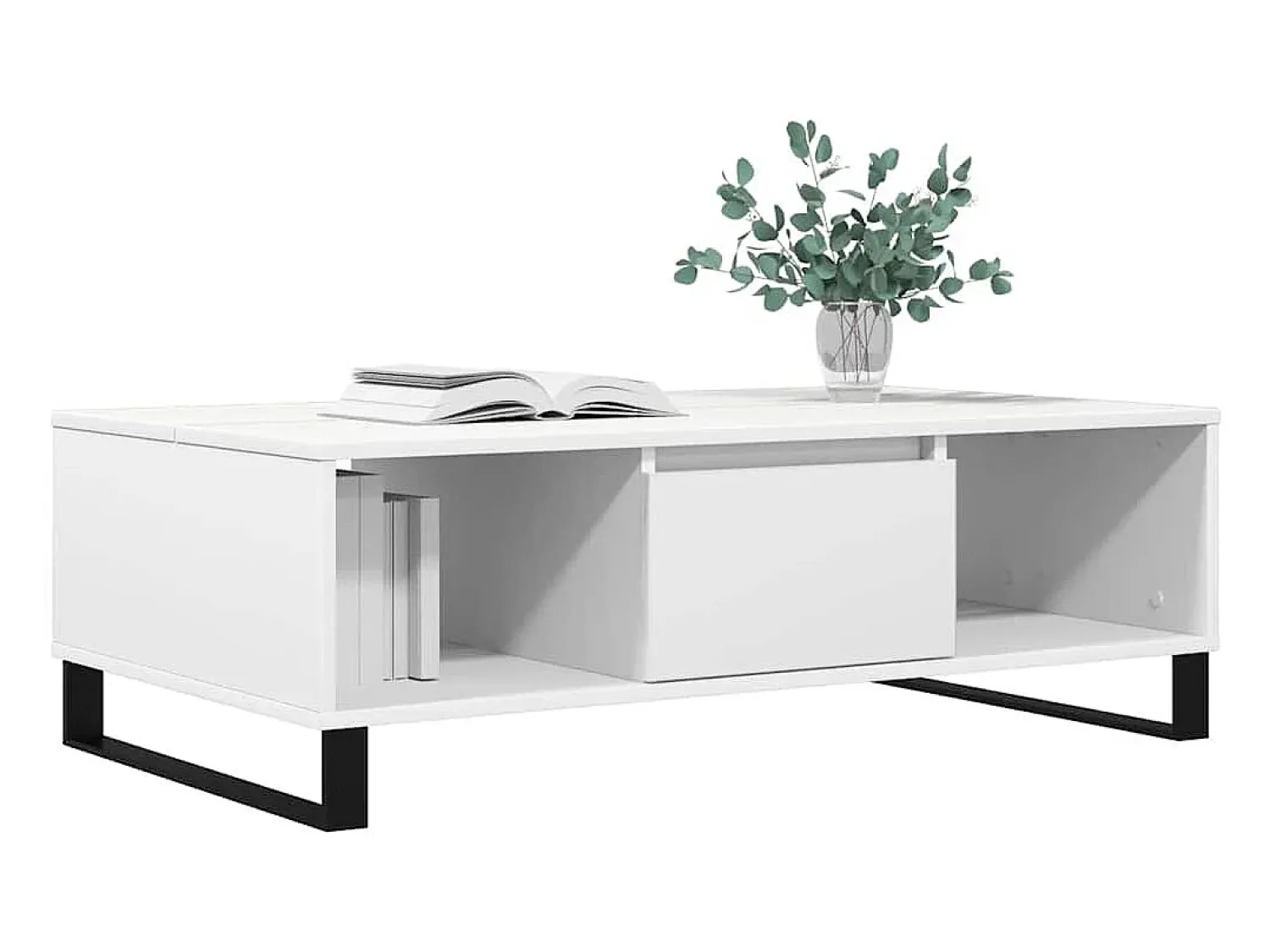 Mesa De Centro* Mesa de centro | Mesa de apoio 104x60x35 cm derivados de madeira Branco