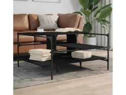 Mesa De Centro| Mesa de centro | Mesa de apoio 100x100x48.5 cm derivados de madeira Preto