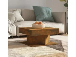 Mesa De Centro| Mesa de centro | Mesa de apoio 57x57x30 cm derivados de madeira carvalho fumado Castanho
