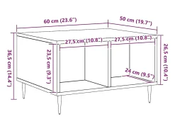 New Mesa de centro | Mesa de apoio 60x50x36.5cm deriv. madeira carvalho artisiano Castanho