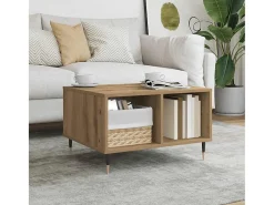 New Mesa de centro | Mesa de apoio 60x50x36.5cm deriv. madeira carvalho artisiano Castanho
