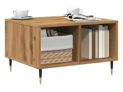 New Mesa de centro | Mesa de apoio 60x50x36.5cm deriv. madeira carvalho artisiano Castanho