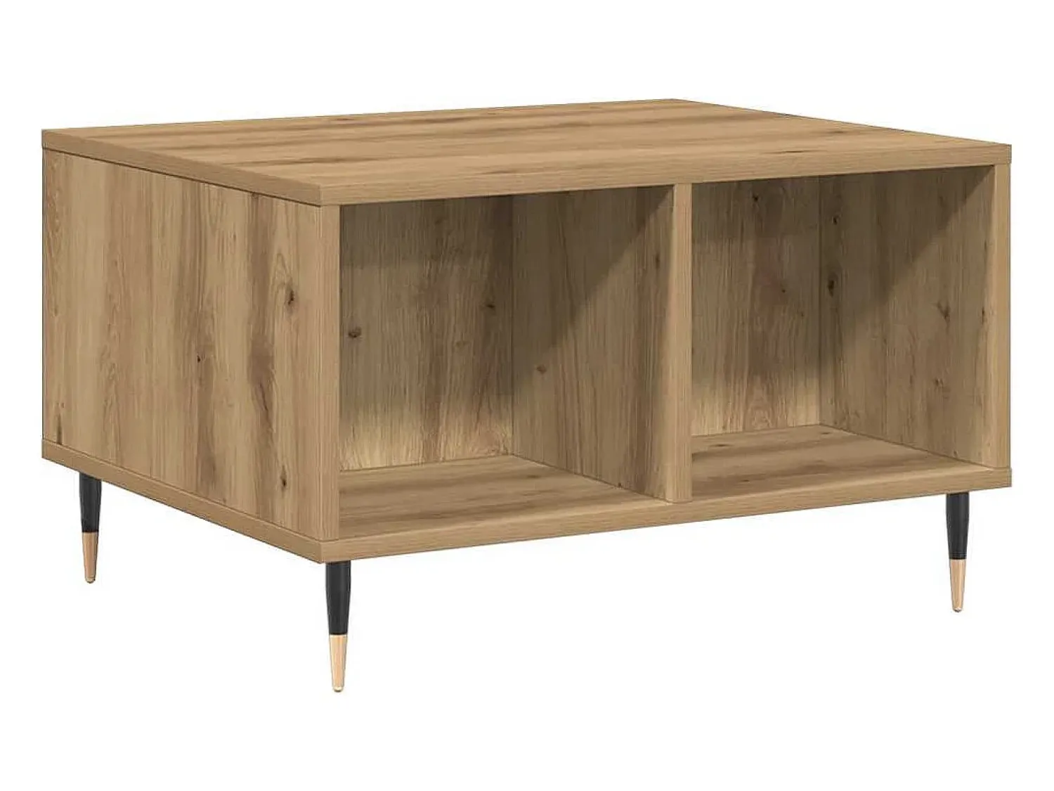 New Mesa de centro | Mesa de apoio 60x50x36.5cm deriv. madeira carvalho artisiano Castanho