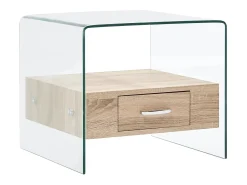 Mesa De Centro* Mesa de centro | Mesa de apoio com gaveta 50x50x45 cm vidro temperado Transparente