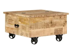 Hot Mesa de centro | Mesa de apoio madeira de mangueira áspera 70x70x40 cm Castanho
