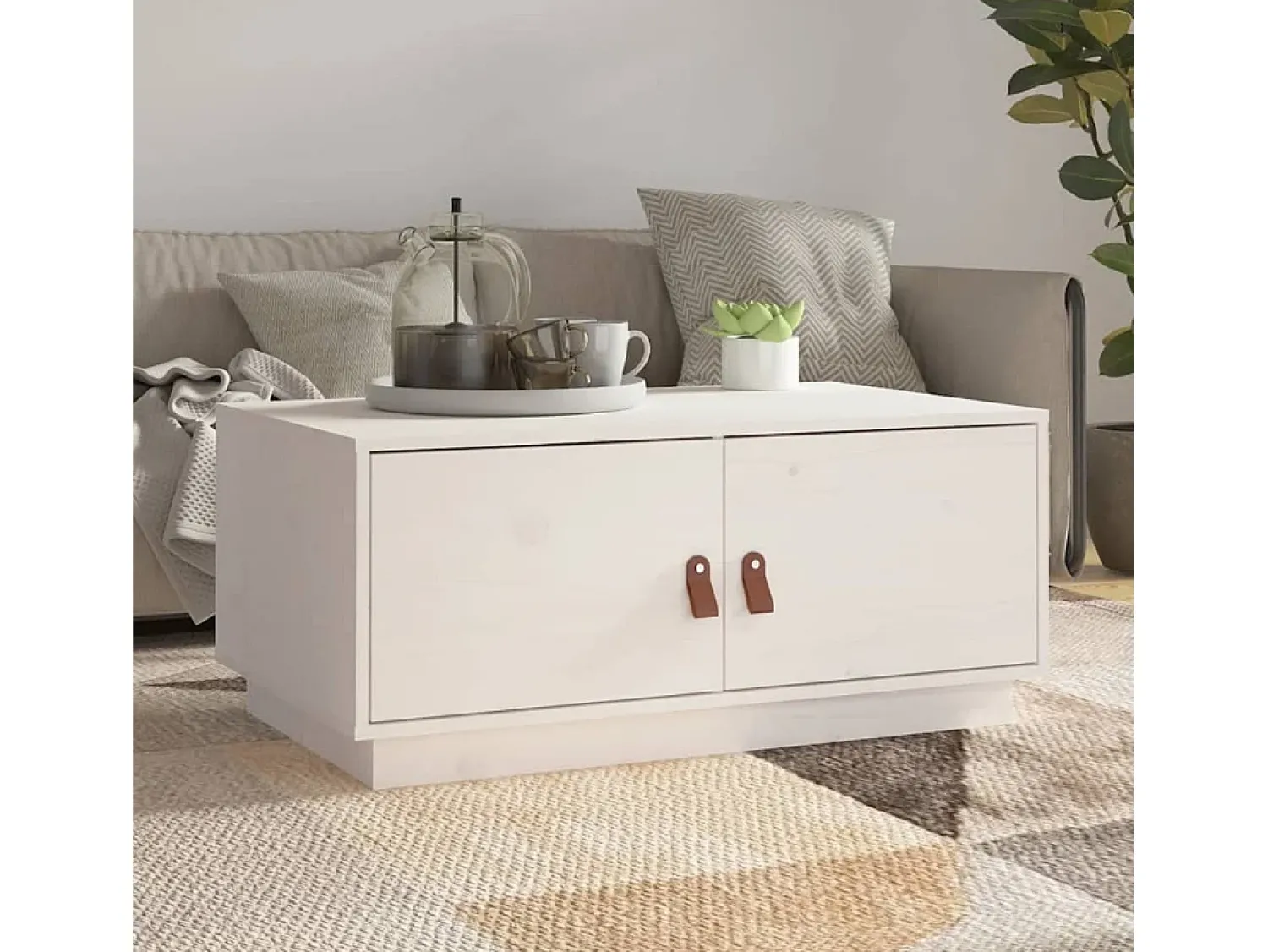 Mesa De Centro| Mesa de centro | Mesa de apoio 80x50x35 cm madeira de pinho maciça Branco