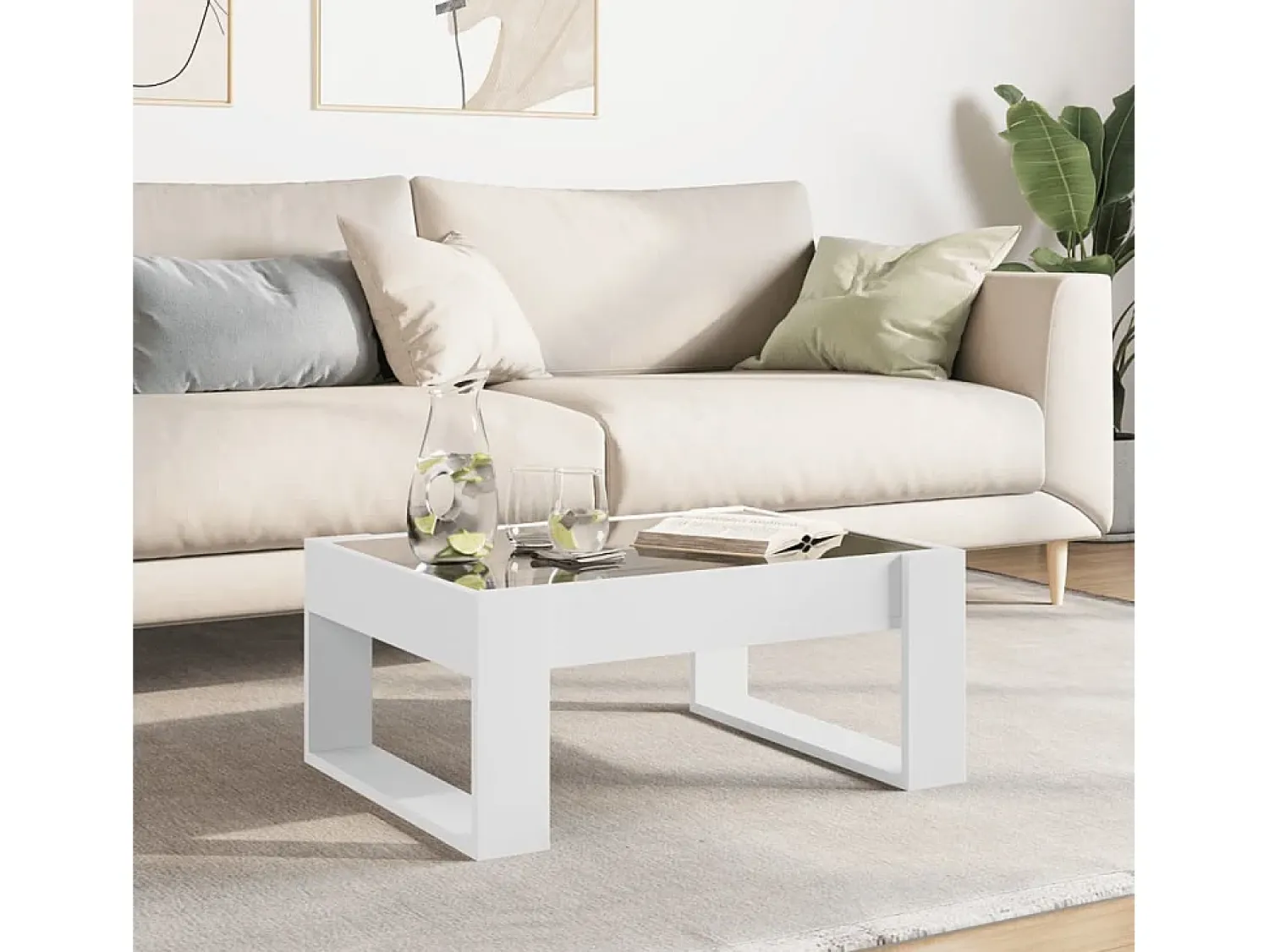 Mesa de centro | Mesa de apoio luzes LED Infinity 70x53x30 cm^ Mesa De Centro