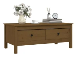 Online Mesa de centro | Mesa de apoio 100x50x40 cm pinho maciço mel Castanho