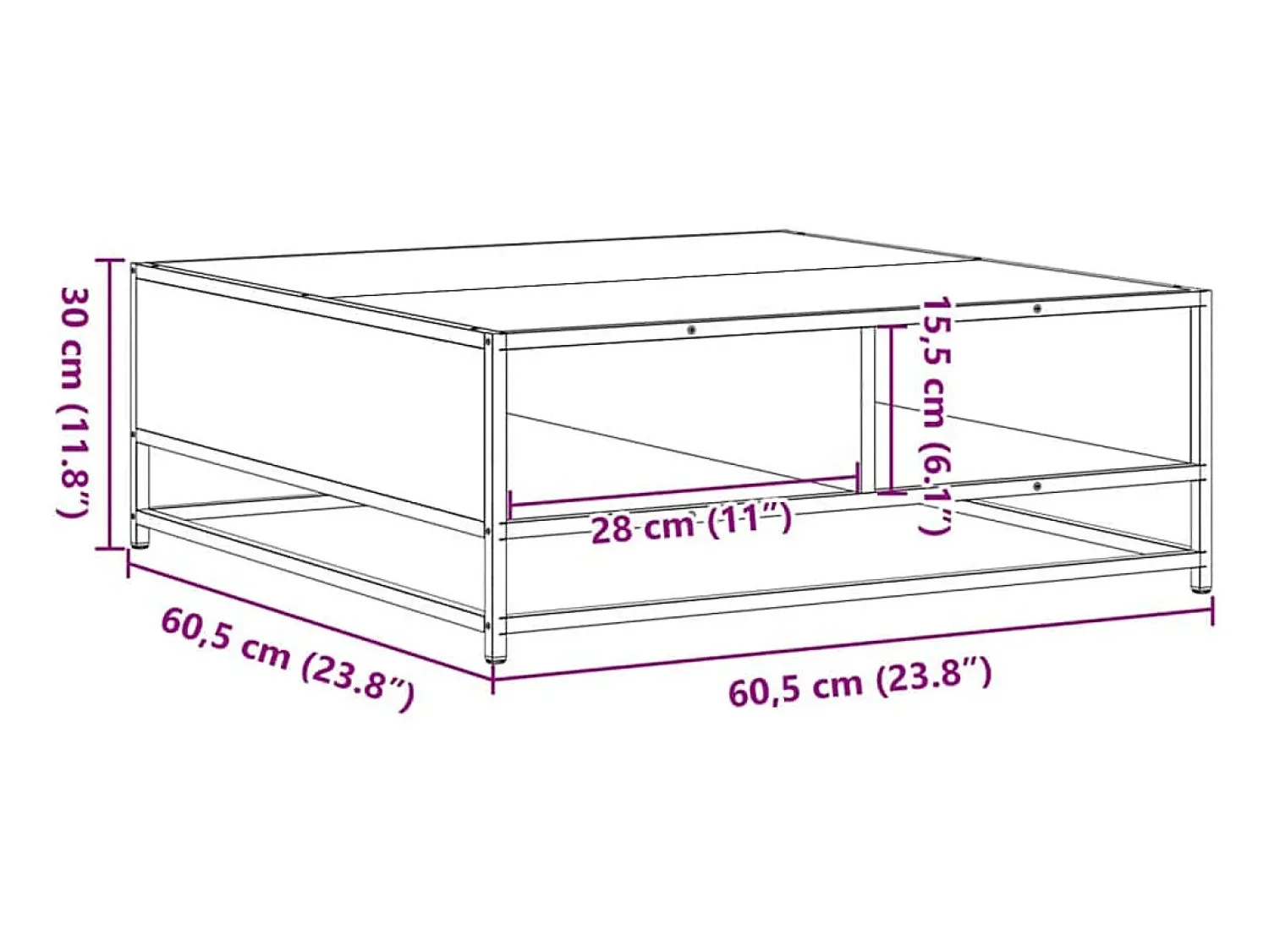 Mesa de centro | Mesa de apoio derivados de madeira e metal carvalho^ Mesa De Centro