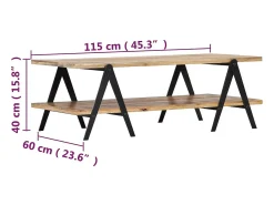 Mesa De Centro| Mesa de centro | Mesa de apoio | Mesa de café em madeira de mangueira maciça 115x60x40 cm Castanho
