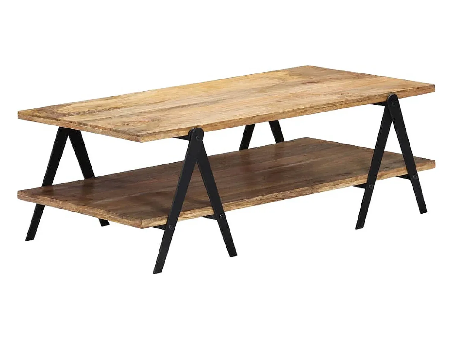 Mesa De Centro| Mesa de centro | Mesa de apoio | Mesa de café em madeira de mangueira maciça 115x60x40 cm Castanho