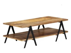 Mesa De Centro| Mesa de centro | Mesa de apoio | Mesa de café em madeira de mangueira maciça 115x60x40 cm Castanho