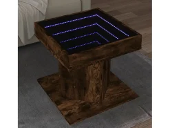 Mesa De Centro* Mesa de centro | Mesa de apoio c/ LEDs 50x50x45 madeira processada Castanho