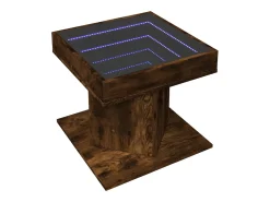 Mesa De Centro* Mesa de centro | Mesa de apoio c/ LEDs 50x50x45 madeira processada Castanho