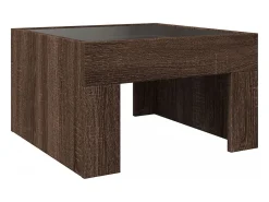 Mesa De Centro| Mesa de centro | Mesa de apoio luzes LED Infinity 50x50x30 cm carvalho Castanho