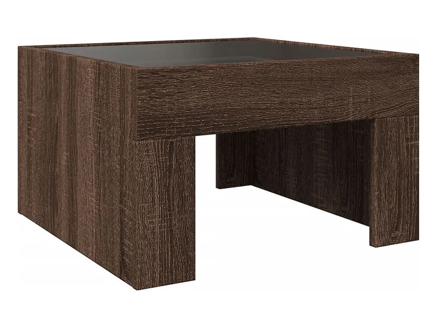 Mesa De Centro| Mesa de centro | Mesa de apoio luzes LED Infinity 50x50x30 cm carvalho Castanho