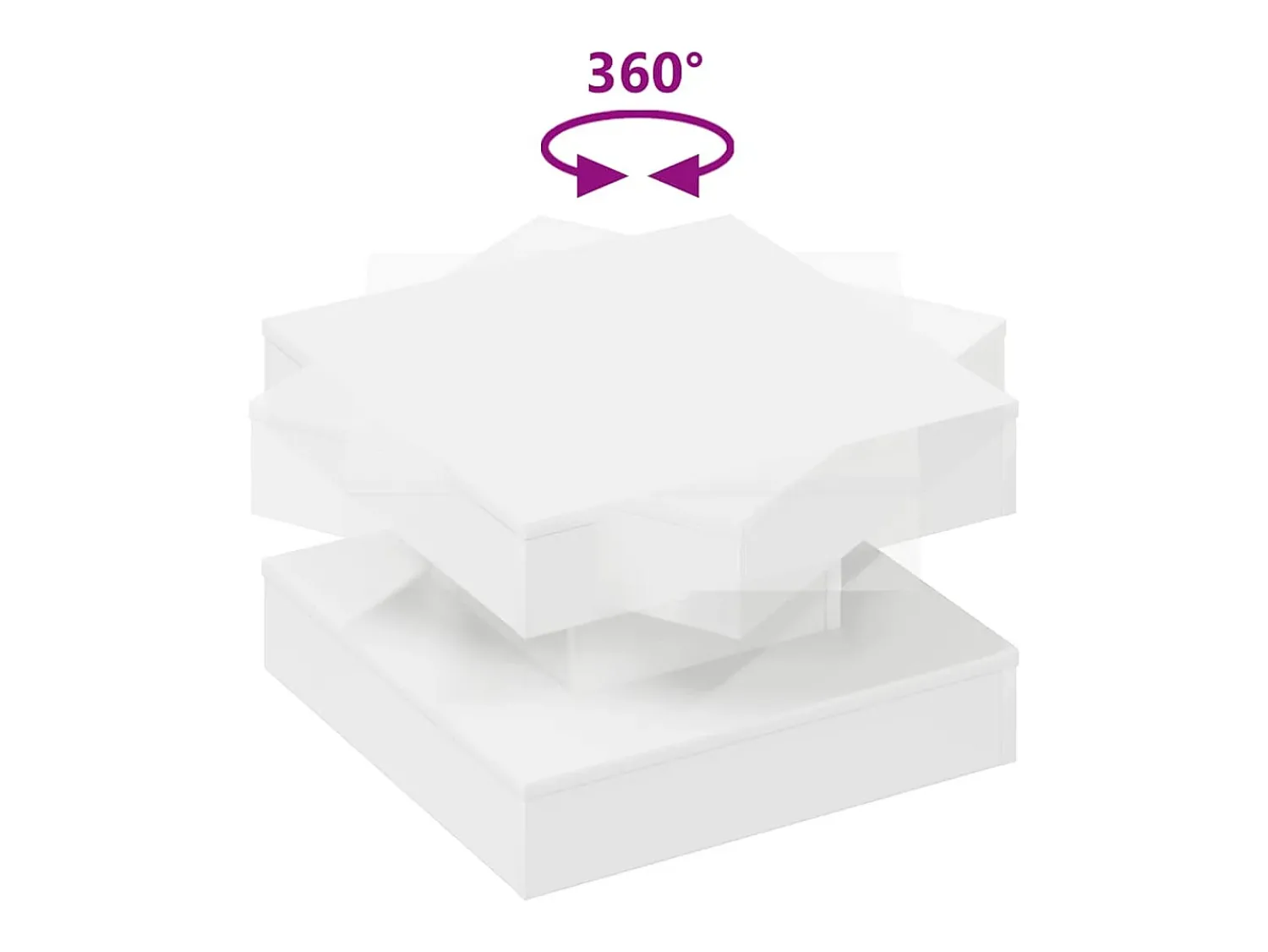Clearance Mesa de centro | Mesa de apoio rotativa a 360 graus 50x50x34.5 cm Branco