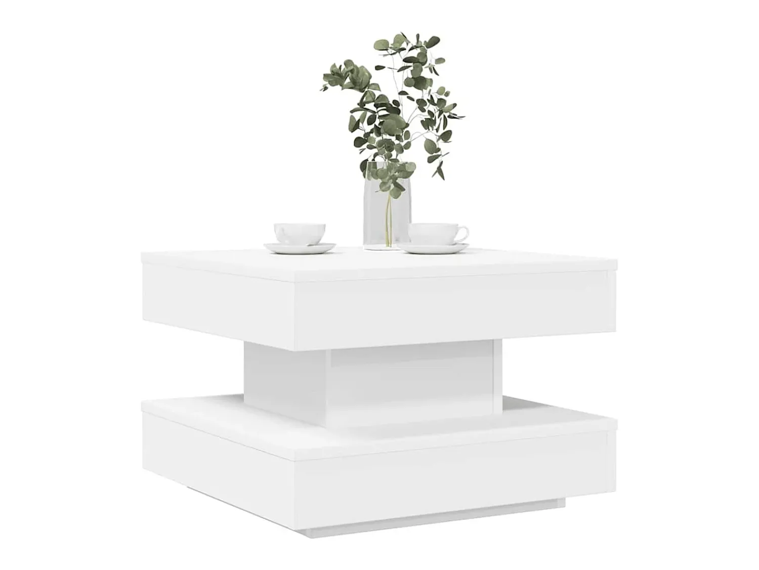 Clearance Mesa de centro | Mesa de apoio rotativa a 360 graus 50x50x34.5 cm Branco