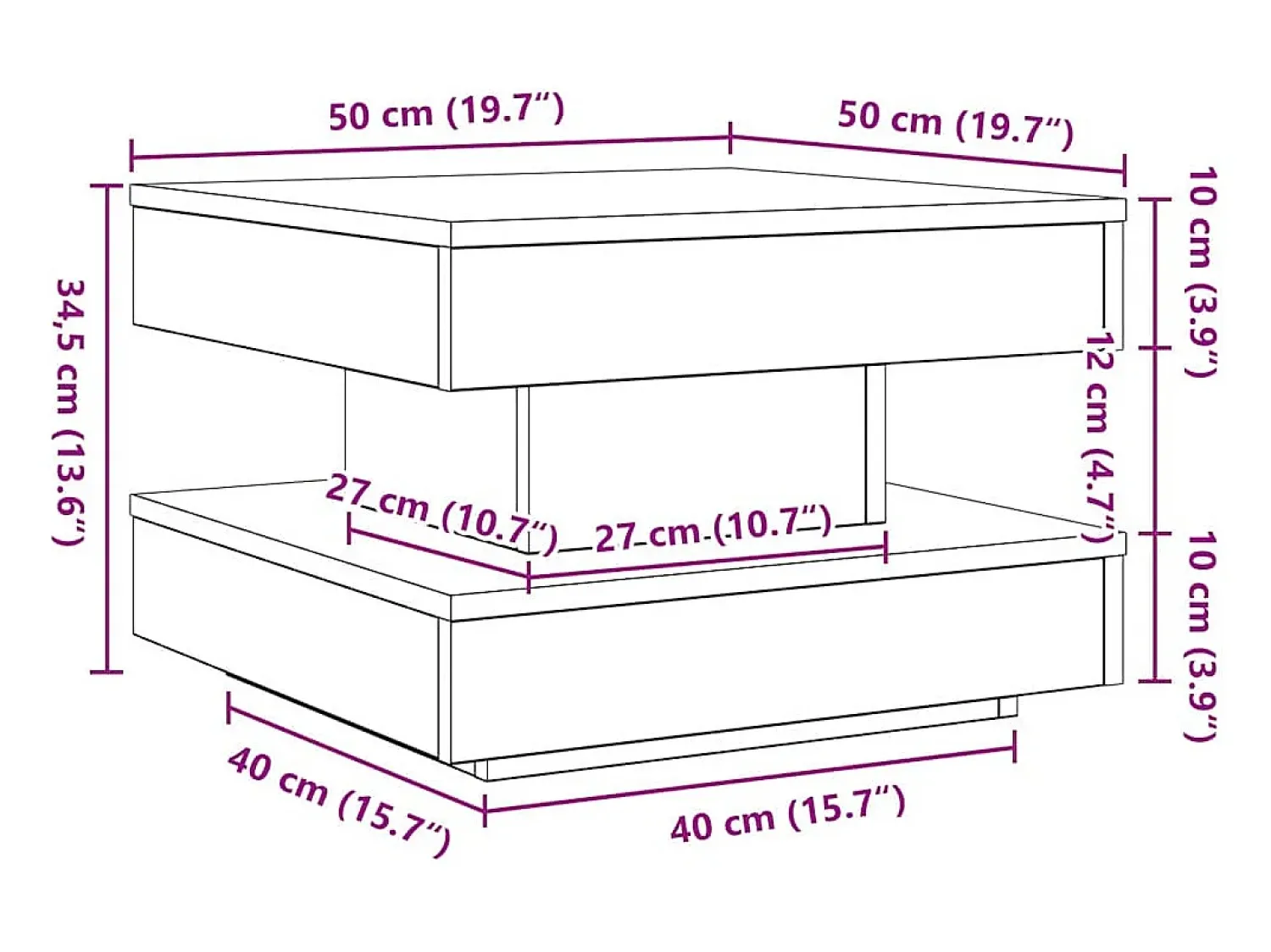 Clearance Mesa de centro | Mesa de apoio rotativa a 360 graus 50x50x34.5 cm Branco