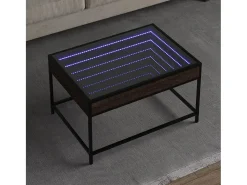Mesa de centro | Mesa de apoio luzes LED Infinity 70x50x41 cm carvalho^ Mesa De Centro