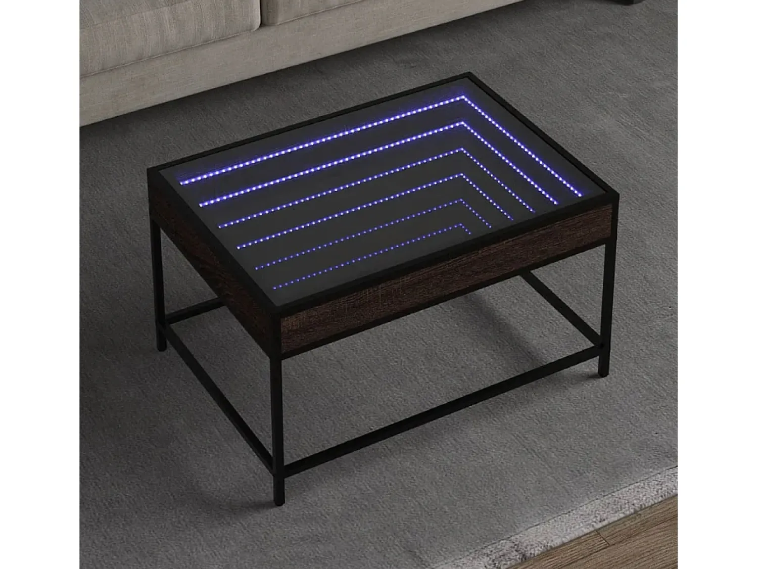 Mesa de centro | Mesa de apoio luzes LED Infinity 70x50x41 cm carvalho^ Mesa De Centro
