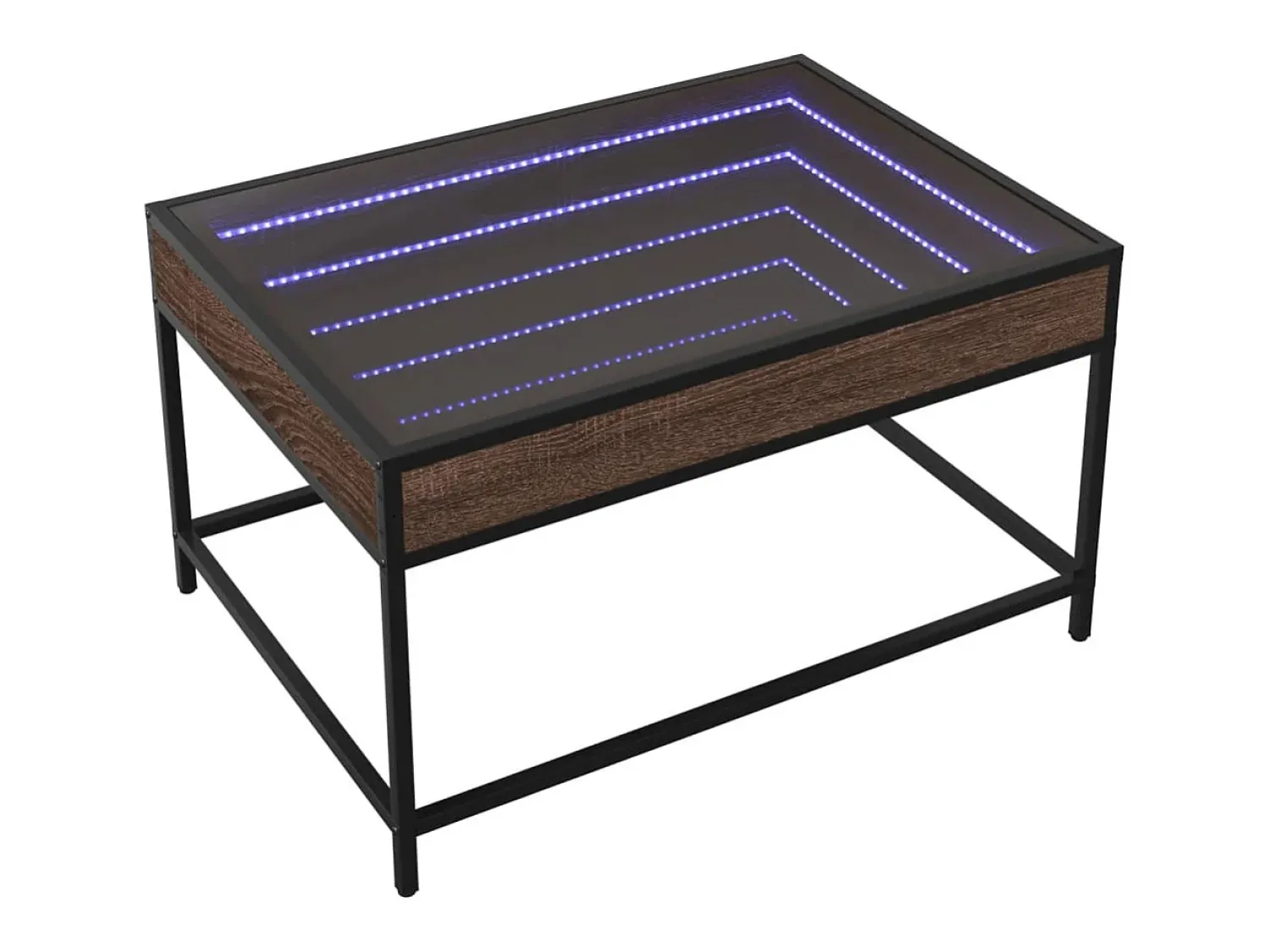 Mesa de centro | Mesa de apoio luzes LED Infinity 70x50x41 cm carvalho^ Mesa De Centro