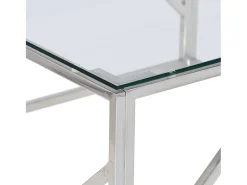 Mesa De Centro* Mesa de centro | Mesa de apoio | Mesa de café aço inoxidável e vidro temperado Prateado