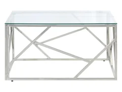 Mesa De Centro* Mesa de centro | Mesa de apoio | Mesa de café aço inoxidável e vidro temperado Prateado