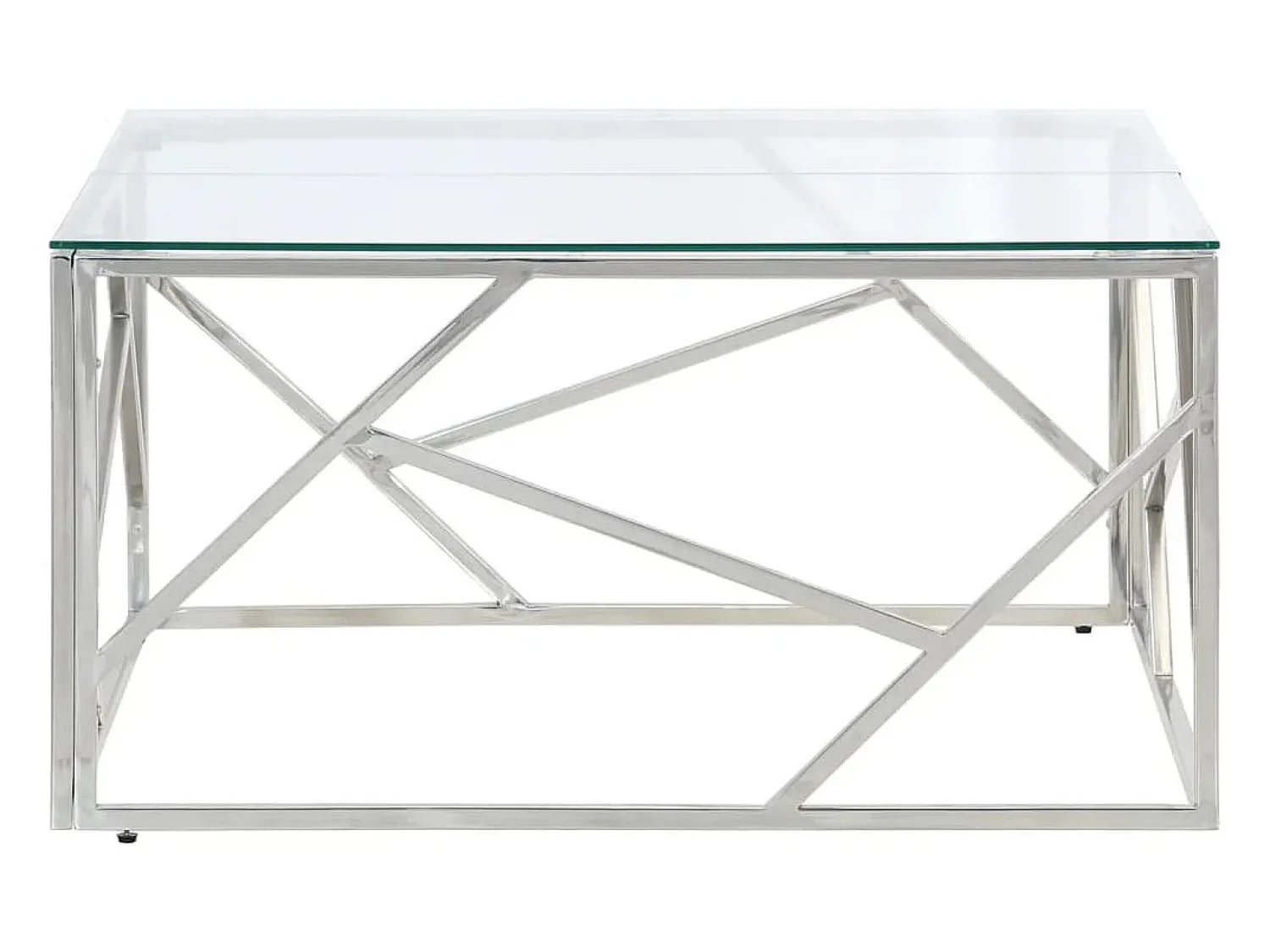 Mesa De Centro* Mesa de centro | Mesa de apoio | Mesa de café aço inoxidável e vidro temperado Prateado