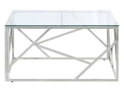 Mesa De Centro* Mesa de centro | Mesa de apoio | Mesa de café aço inoxidável e vidro temperado Prateado