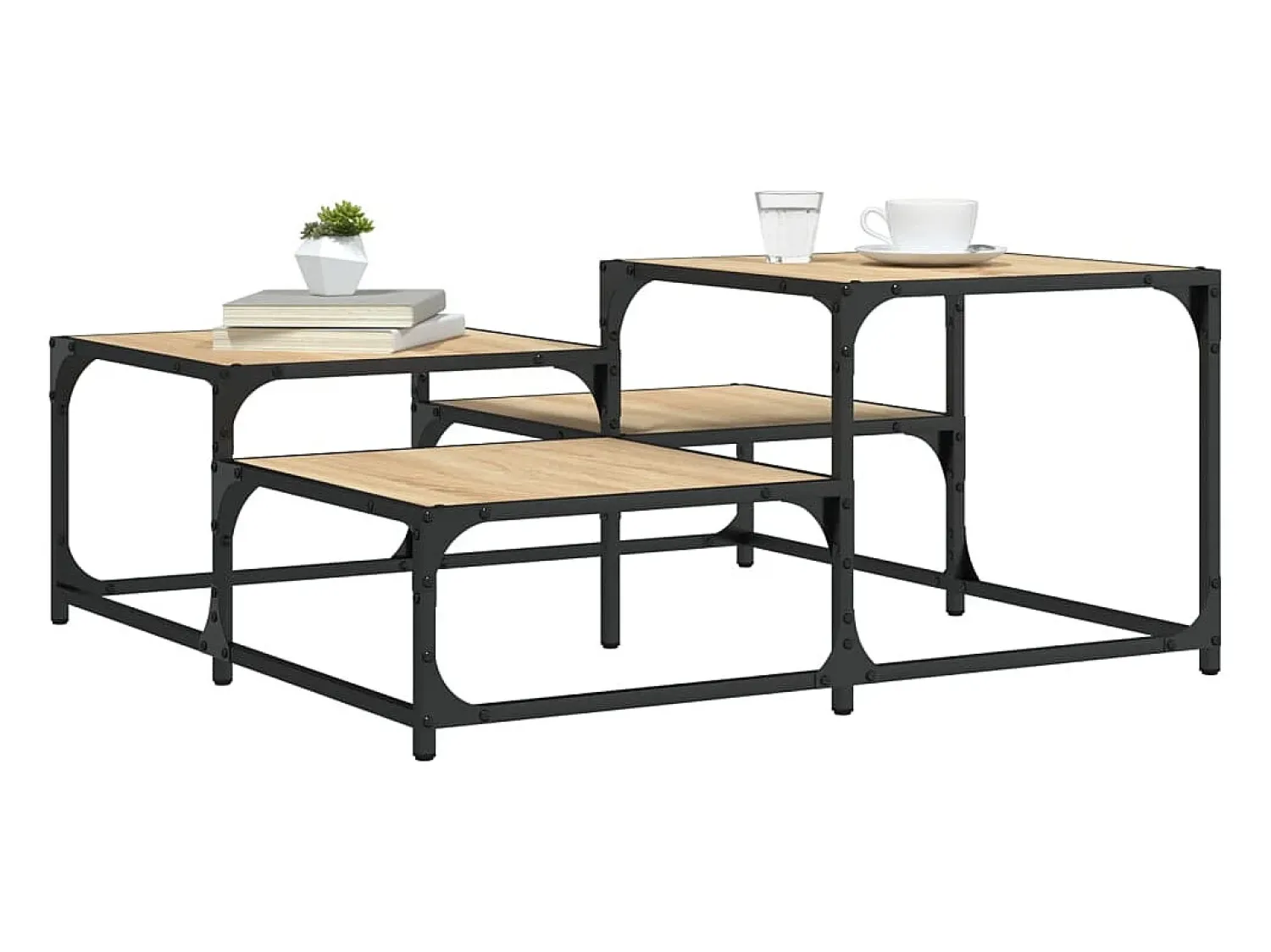Best Mesa de centro | Mesa de apoio 87.5x87.5x40 cm derivados madeira carvalho sonoma Castanho