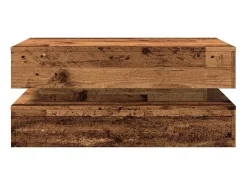 Mesa De Centro| Mesa de centro | Mesa de apoio com luzes LED 90x50x40 cm madeira velha Castanho