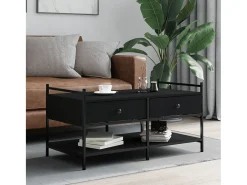 Mesa De Centro* Mesa de centro | Mesa de apoio 99x50x50 cm derivados de madeira Preto