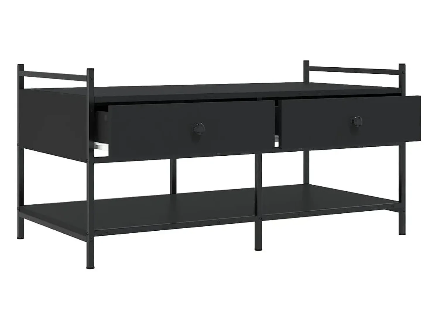 Mesa De Centro* Mesa de centro | Mesa de apoio 99x50x50 cm derivados de madeira Preto