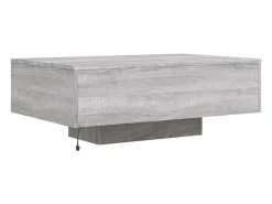 Mesa De Centro* Mesa de centro | Mesa de apoio com luzes LED 85x55x31 cm sonoma Cinzento
