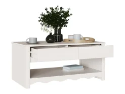 New Mesa de centro | Mesa de apoio | Mesa de café com gaveta Drammen 99x55x45 cm Branco
