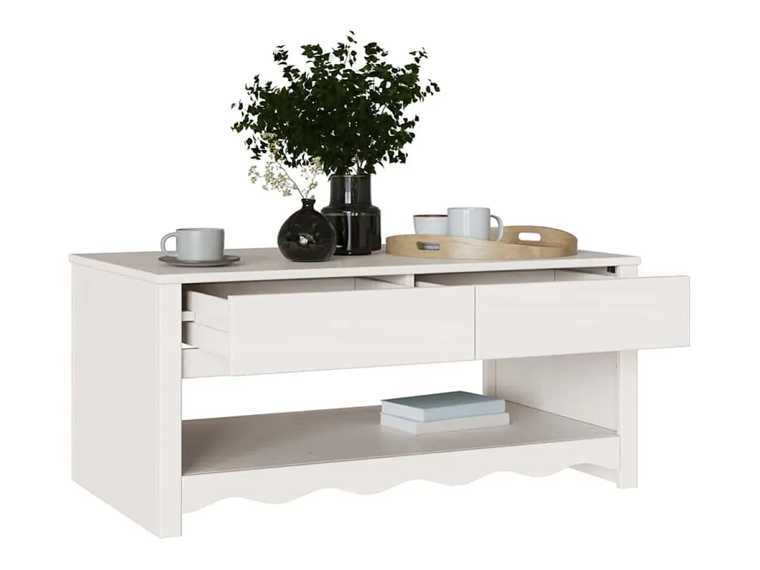 New Mesa de centro | Mesa de apoio | Mesa de café com gaveta Drammen 99x55x45 cm Branco