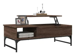Mesa De Centro* Mesa de centro | Mesa de apoio 100x50x35 cm deriv. madeira/metal carvalho Castanho