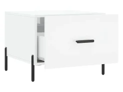 Mesa De Centro| Mesa de centro | Mesa de apoio 50x50x40 cm madeira processada brilhante Branco