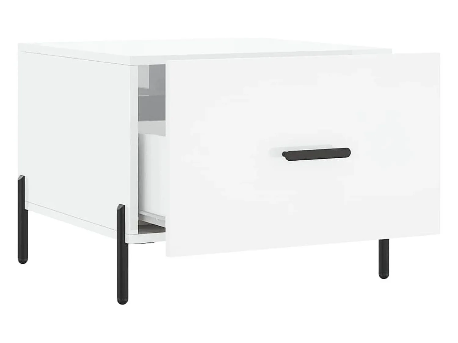 Mesa De Centro| Mesa de centro | Mesa de apoio 50x50x40 cm madeira processada brilhante Branco
