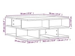 Mesa De Centro| Mesa de centro | Mesa de apoio 70x70x29 cm contraplacado carvalho sonoma Castanho