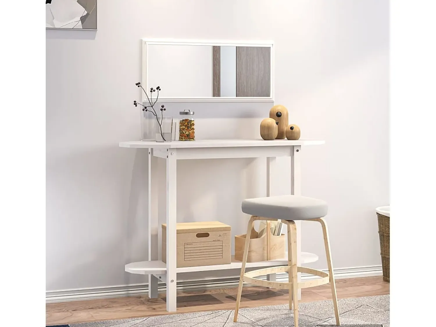 Best Mesa de centro | Mesa de apoio | Mesa consola 110x40x80 cm pinho maciço Branco