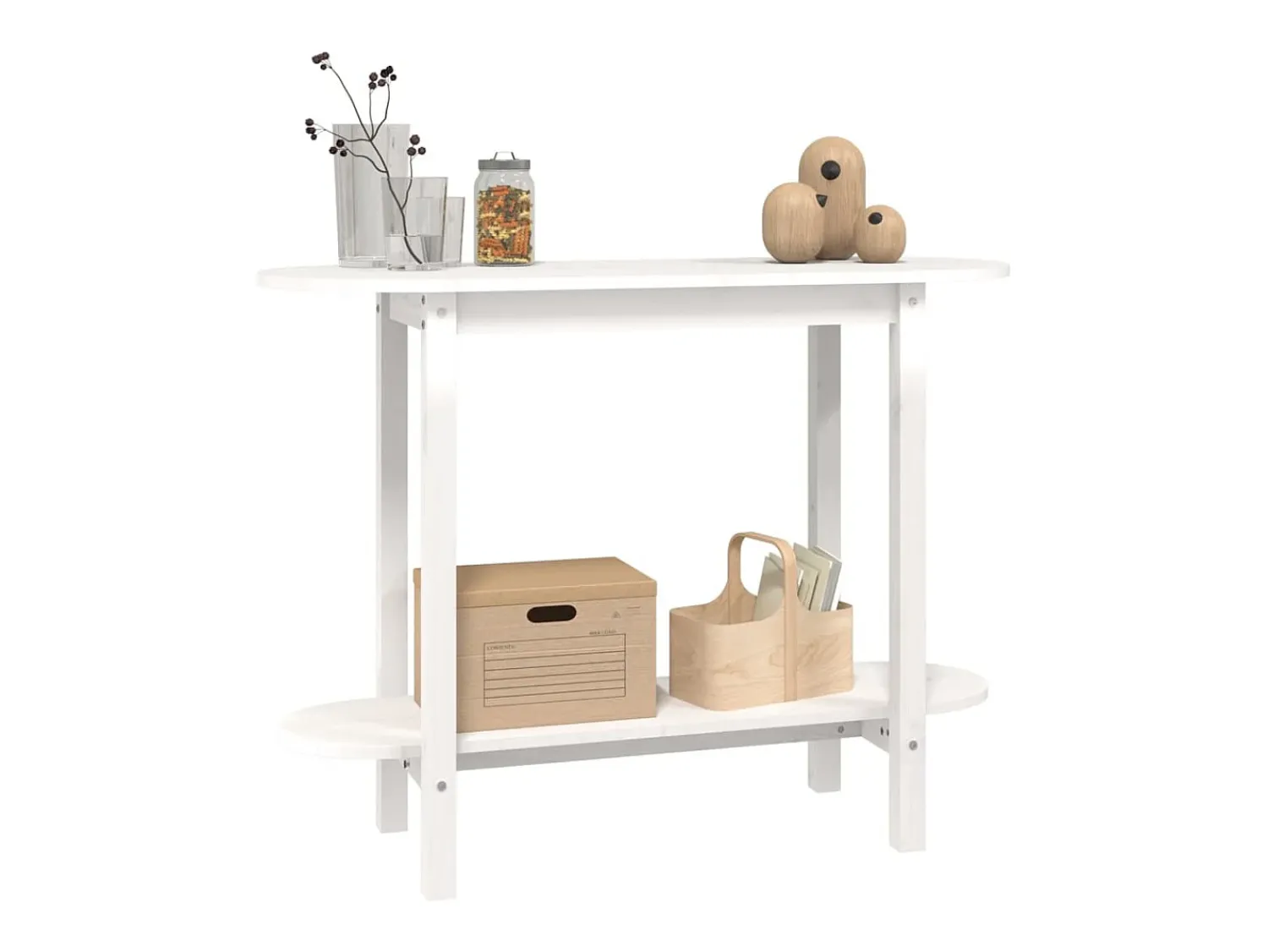 Best Mesa de centro | Mesa de apoio | Mesa consola 110x40x80 cm pinho maciço Branco